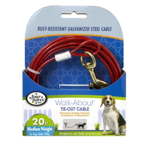 Four Paws Walk About Tie Out Cable Medium Weight for Dogs up to 50 lbs